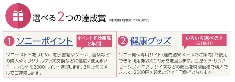 選べる2つの達成賞